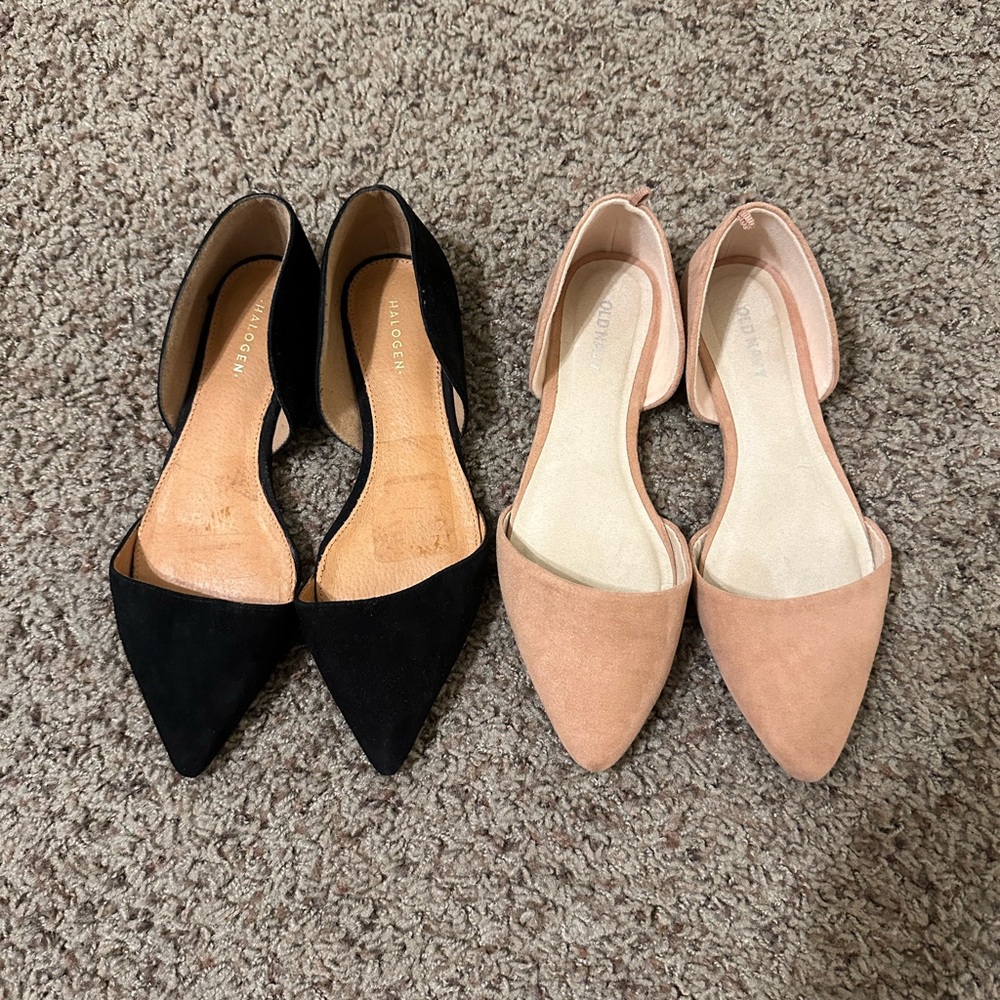 Halogen Black Leather Flats Size 5.5 Old Navy Pink Flats Size 6